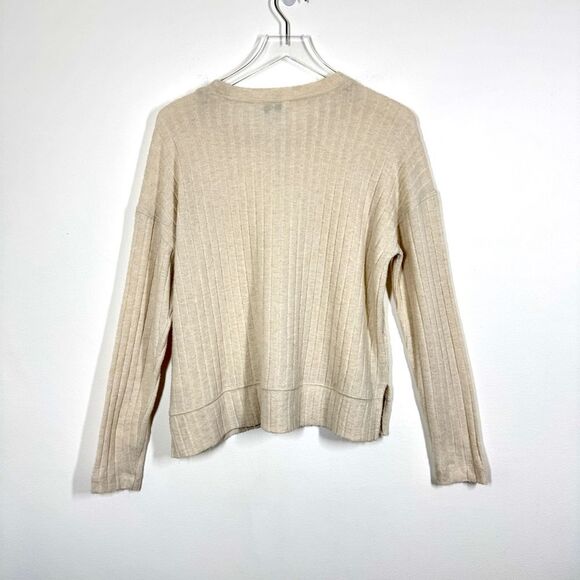 Lucky Brand Women's Size Medium Beige Cream Ribbed Soft Knit Sweater - Picture 5 of 8